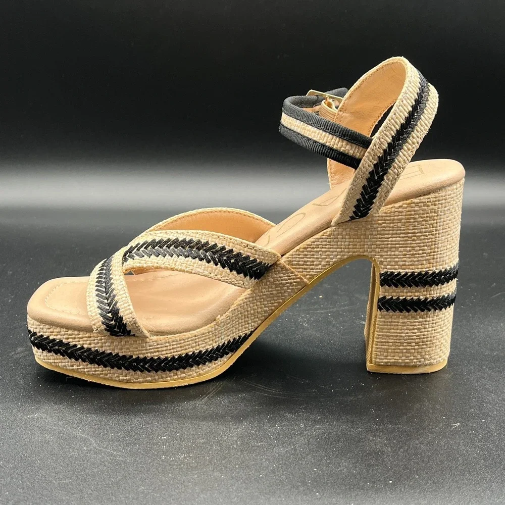 BEACH by Matisse Adelaide Platform Heels Womens 7M Beige Ankle Strap Sandals
